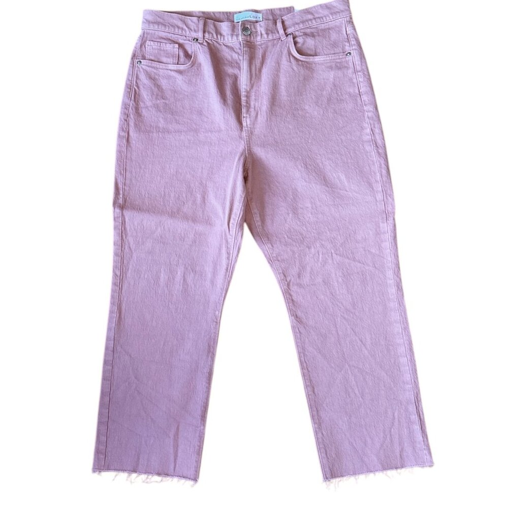NEW Loft high waist straight crop jeans pale pink - Picture 3 of 6